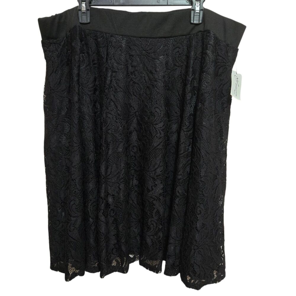 NY Collection Lace Skirt Women's 2X Black Floral A-Line Whimsigoth NEW